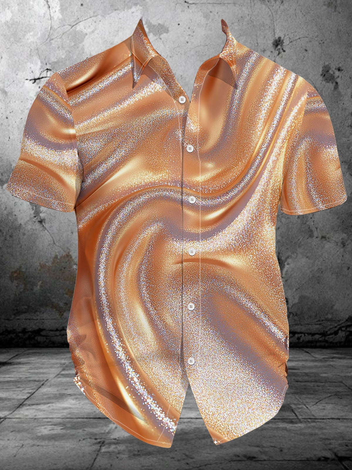 Men's Digital Print Short Sleeve Shirt Trendy Fashion Casual  Top