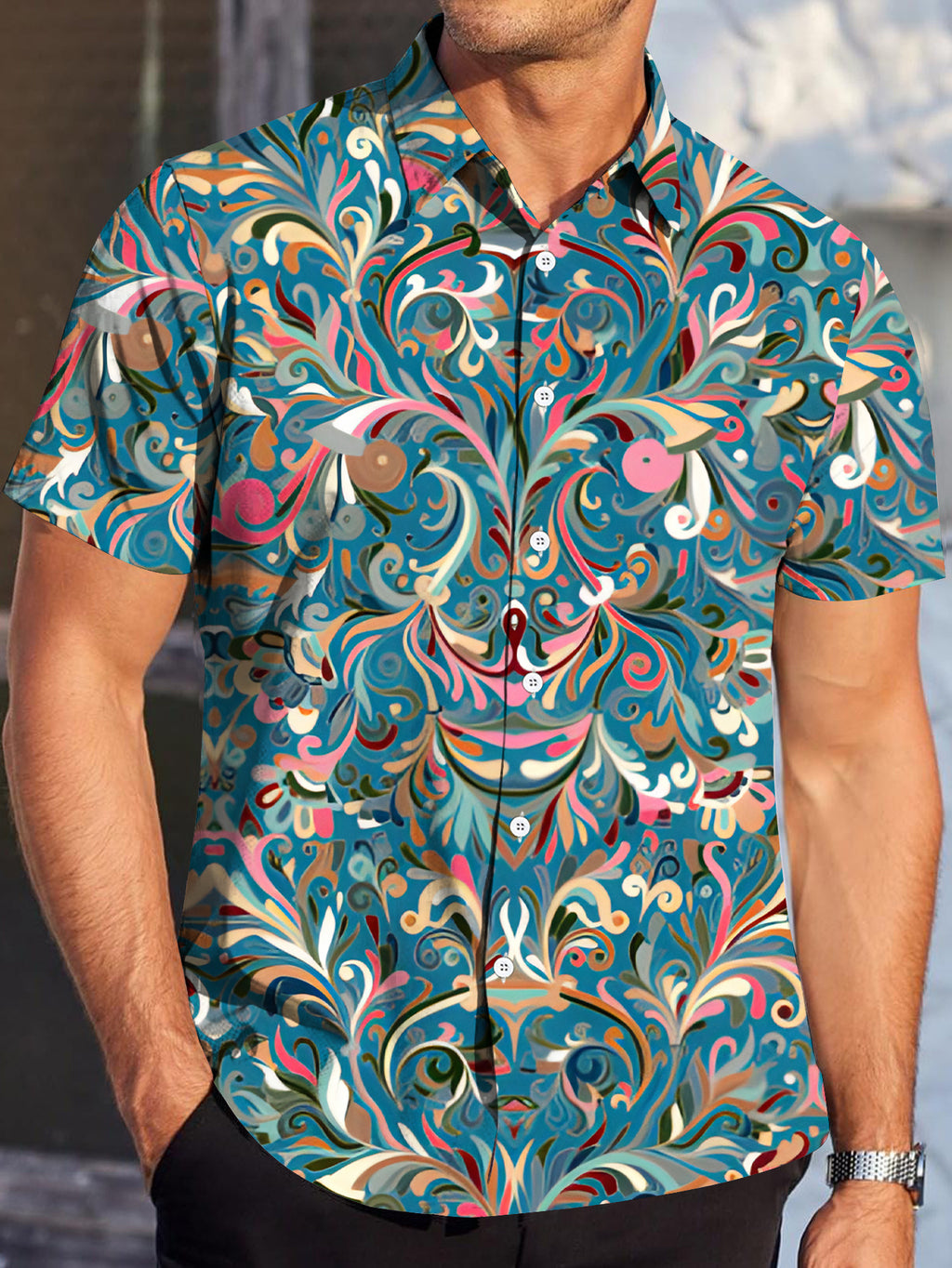 New Men's Casual Regular Fit Short-Sleeve Shirt. The Regular Fit Is Suitable for Dances, Parties, Dinners, Daily Commutes, Casual Outings, Dates, Friend Gatherings, and Shopping. It Effortlessly Adapts to All Summer-wear Scenarios