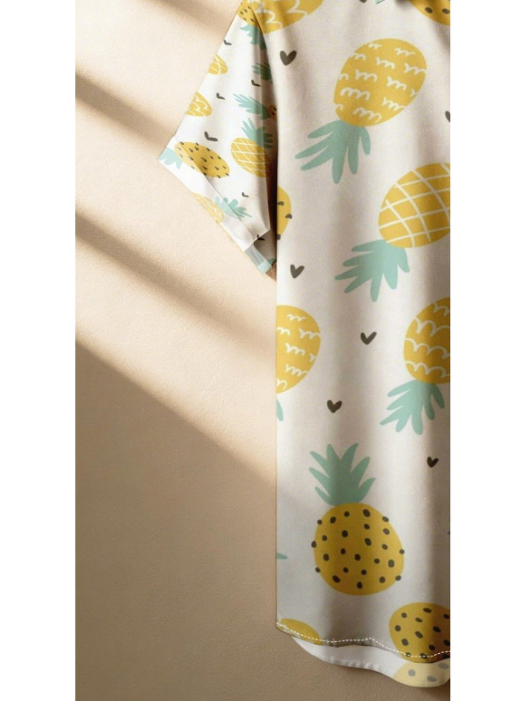 Pineapple Print Men'S Short Sleeve Shirt, Casual Summer Beachwear, Tropical Vacation, Ideal for Young Adults, Perfect Gift for Father'S Day, Birthday, Or Holiday Celebrations