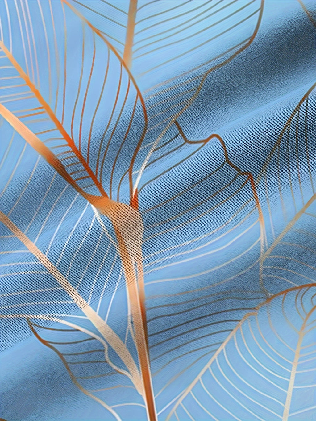 Hawaiian Botanical Leaf Gradient Print Men's Plus Size Button-Up Pocket Long Sleeve Shirt, PLUS SIZE