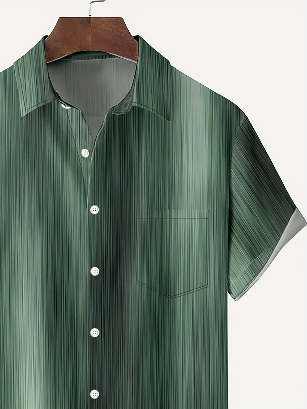 Vintage Gradient Stripe Texture Men's Button Pocket Shirt, PLUS SIZE
