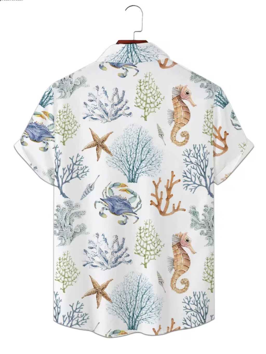 Fashionable Summer Men'S Casual Anime Shirt with Underwater World Design, Regular Fit Collar, for Outdoor Travel Clothes