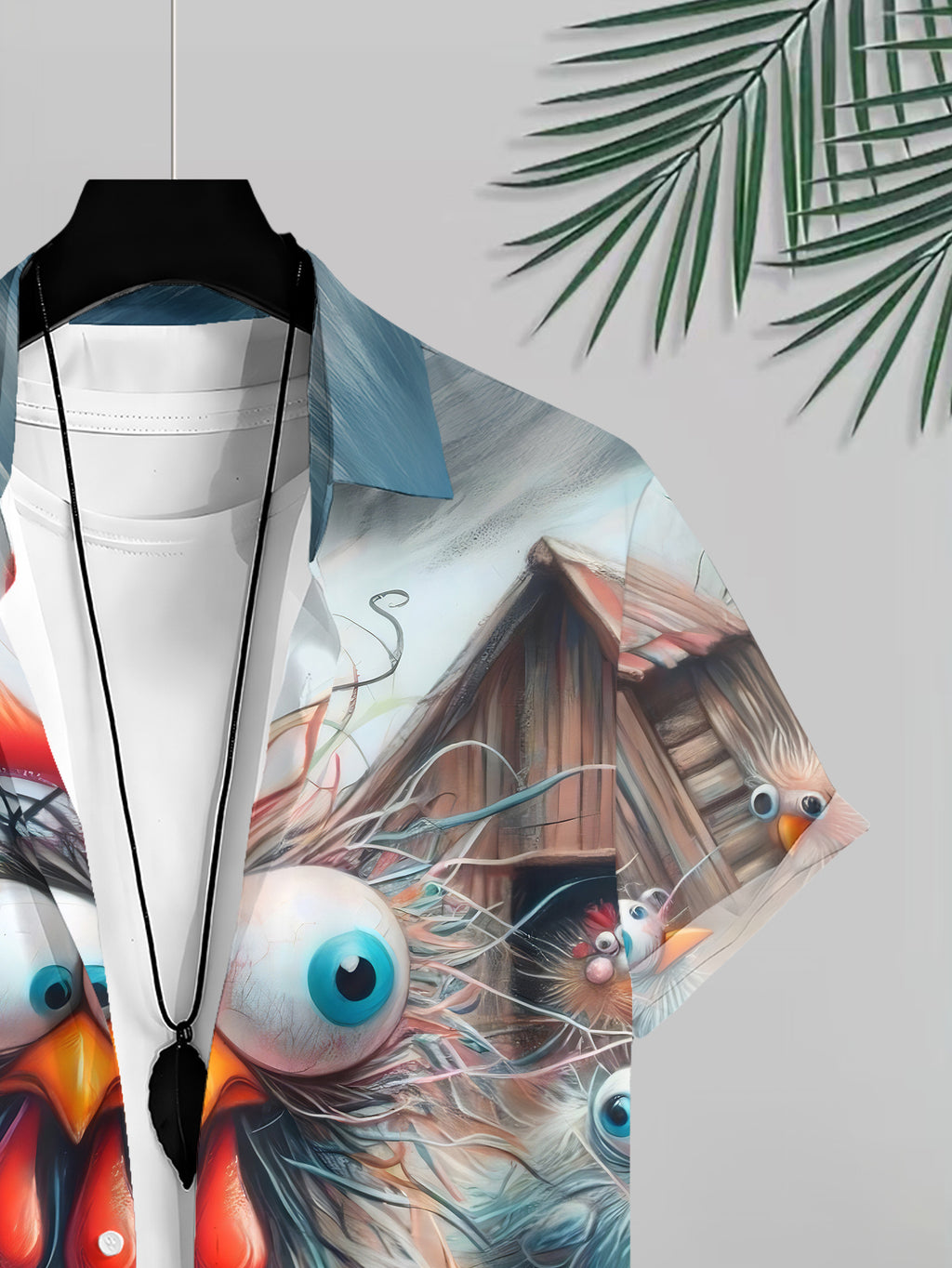 Artistic Chick Print Men's Casual Shirt, Summer Beachwear, a Gift for Playful and Lively Friends and Family