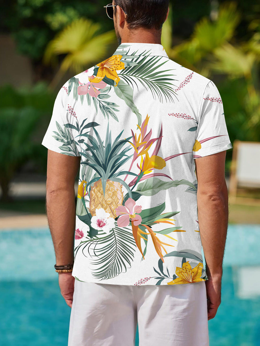 New Men's Casual Short-Sleeve Shirt with Digital Print, Tropical Floral and Botanical Pattern, Stylish and Elegant / Printed / Trendy / Streetwear / Men's / Summer / Clothing