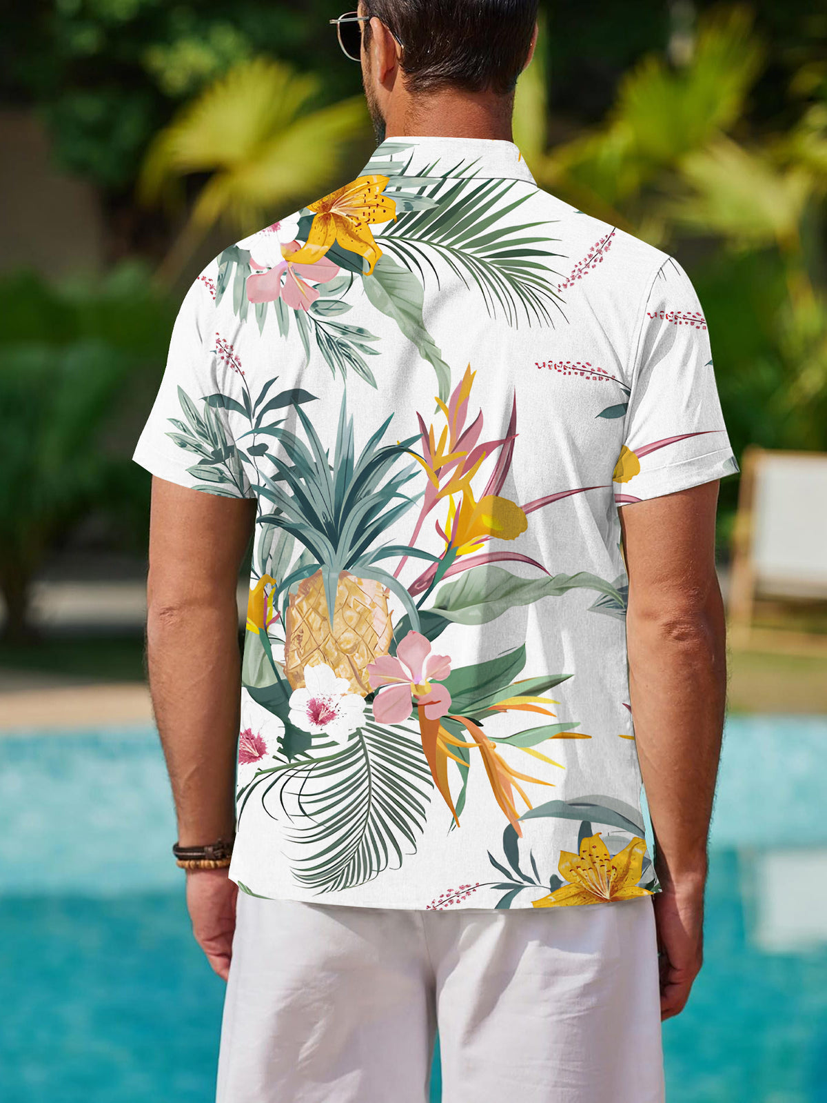 New Men's Casual Short-Sleeve Shirt with Digital Print, Tropical Floral and Botanical Pattern, Stylish and Elegant / Printed / Trendy / Streetwear / Men's / Summer / Clothing