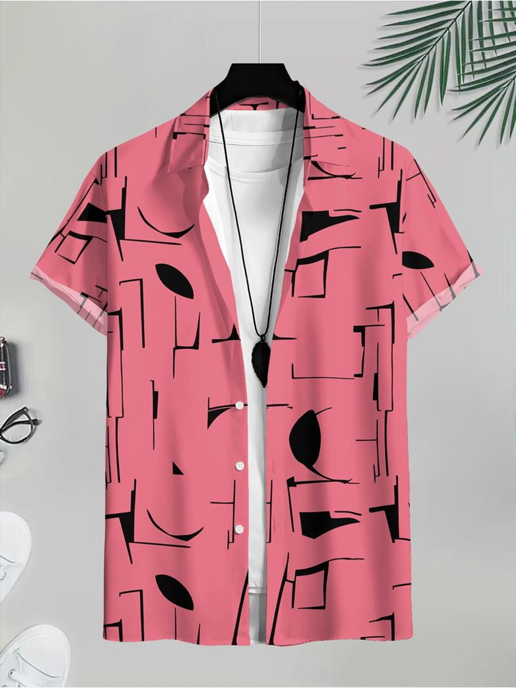 Geometric Pattern Men'S Casual Shirt Abstract Art Design Beach Summer Wear