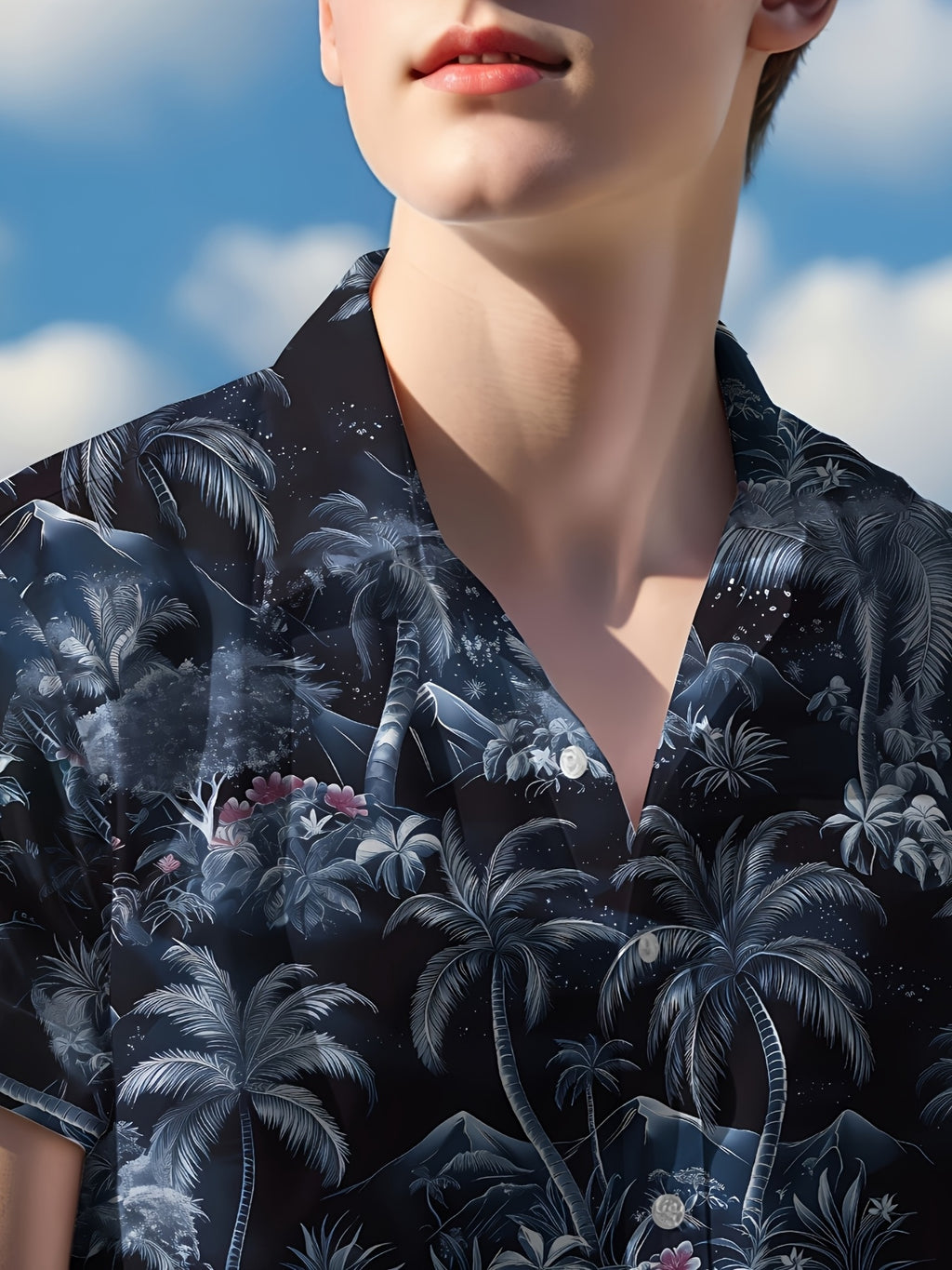 Summer New Men's Short Sleeve Hawaiian Shirt Fashion Casual Tropical Coconut Tree Pattern Design Men's Top