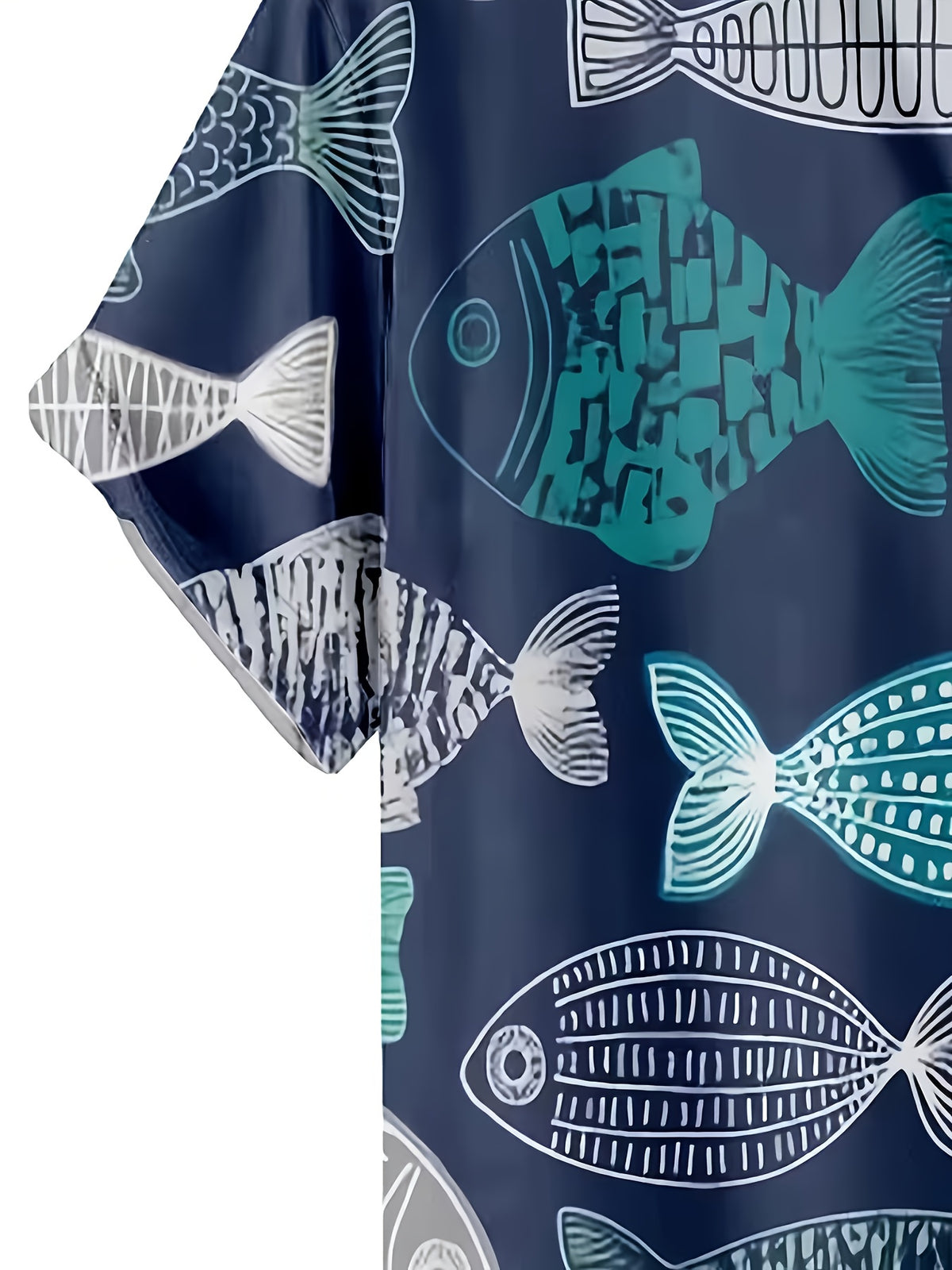 This Minimalist Men'S Shirt Features a Vintage Fossil Fish Pattern with 3D Printing Technology. The Short Shirt Includes a Button Design, Making It Suitable for Summer Wear, And Showcases The Characteristics of a Hip-Hop Rock Style Hawaiian Shirt