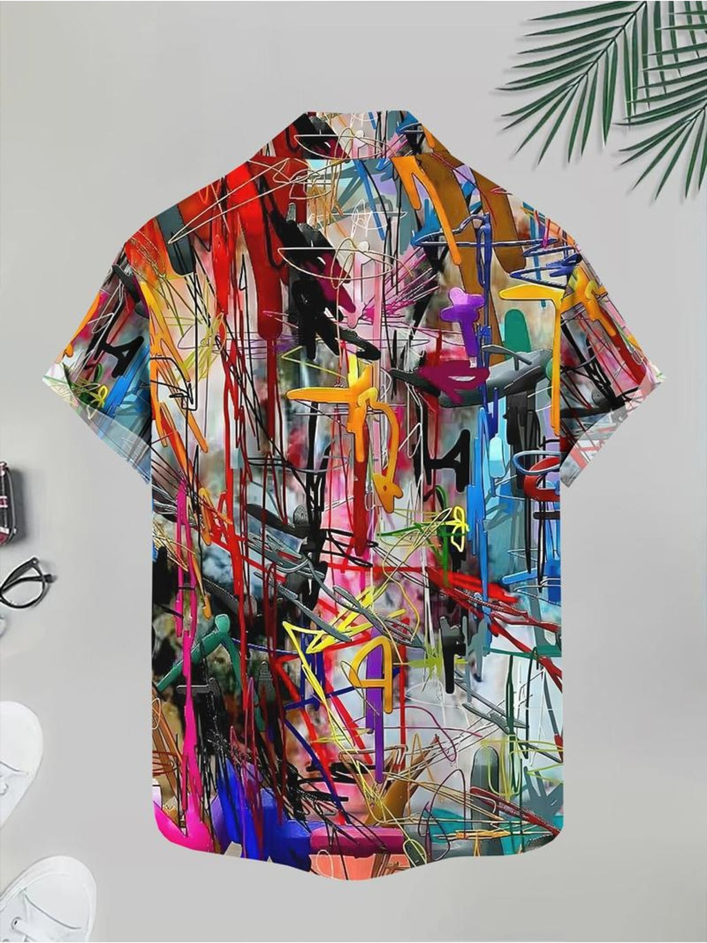 Colorful Abstract Art Men'S Casual Shirt Summer Beach Wear Vibrant Pattern Tropical Holiday Style