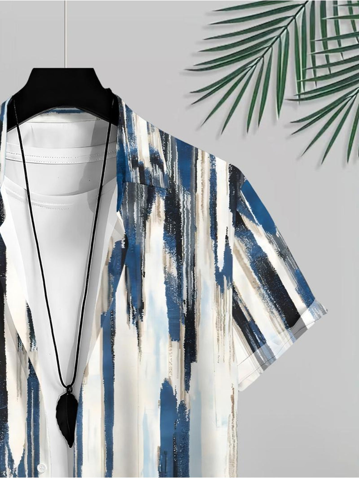 Abstract Striped Pattern Men's Casual Shirt Summer Beach Wear Light And Breathable Design for Warm Weather Outings