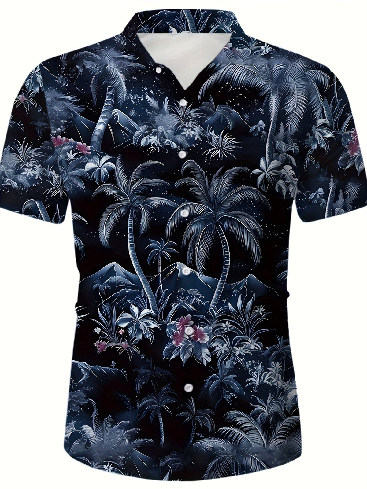 Summer New Men's Short Sleeve Hawaiian Shirt Fashion Casual Tropical Coconut Tree Pattern Design Men's Top