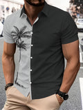 Casual Style Men'S Casual Shirt, Printed Palm Tree Summer Tropical Design