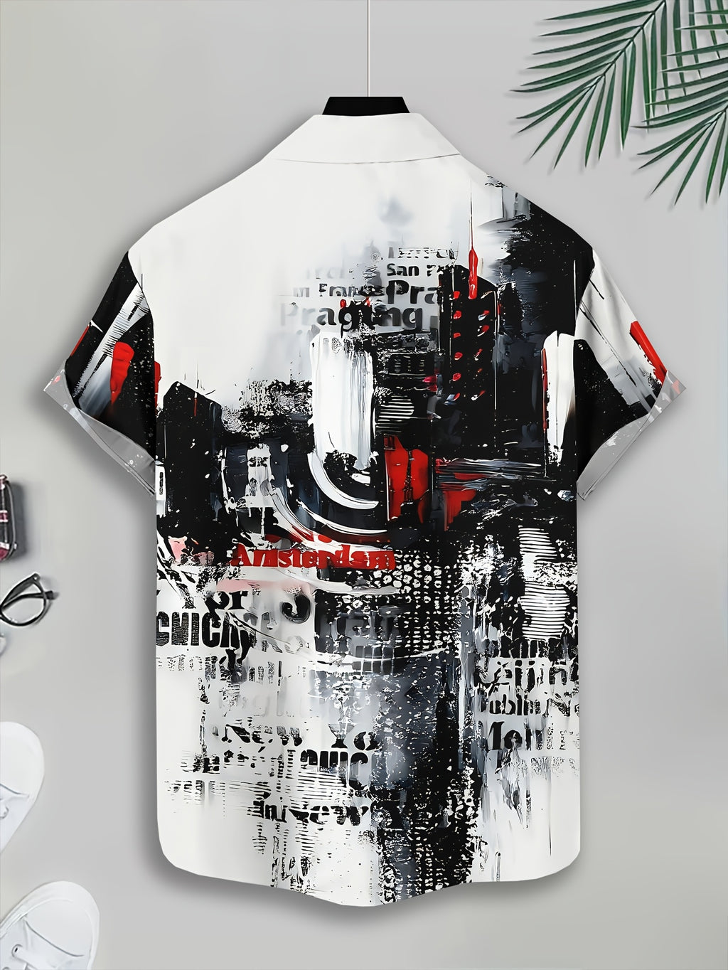 Men's Casual Shirt Print Urban Graffiti Art Design Summer Bold Cityscape And Text Pattern