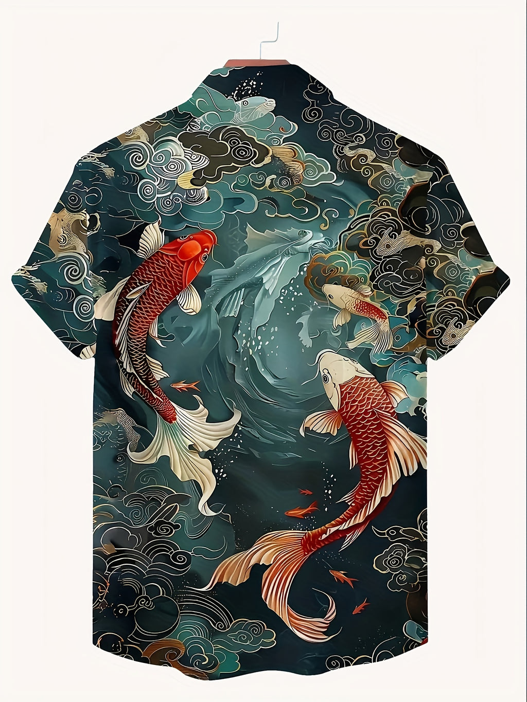 [Print Design - Not Texture] Fish Print Men'S Casual Short Sleeve Hawaiian Shirt, Summer Vacation Destination Men'S Shirt, Men'S Top, Men'S Gift