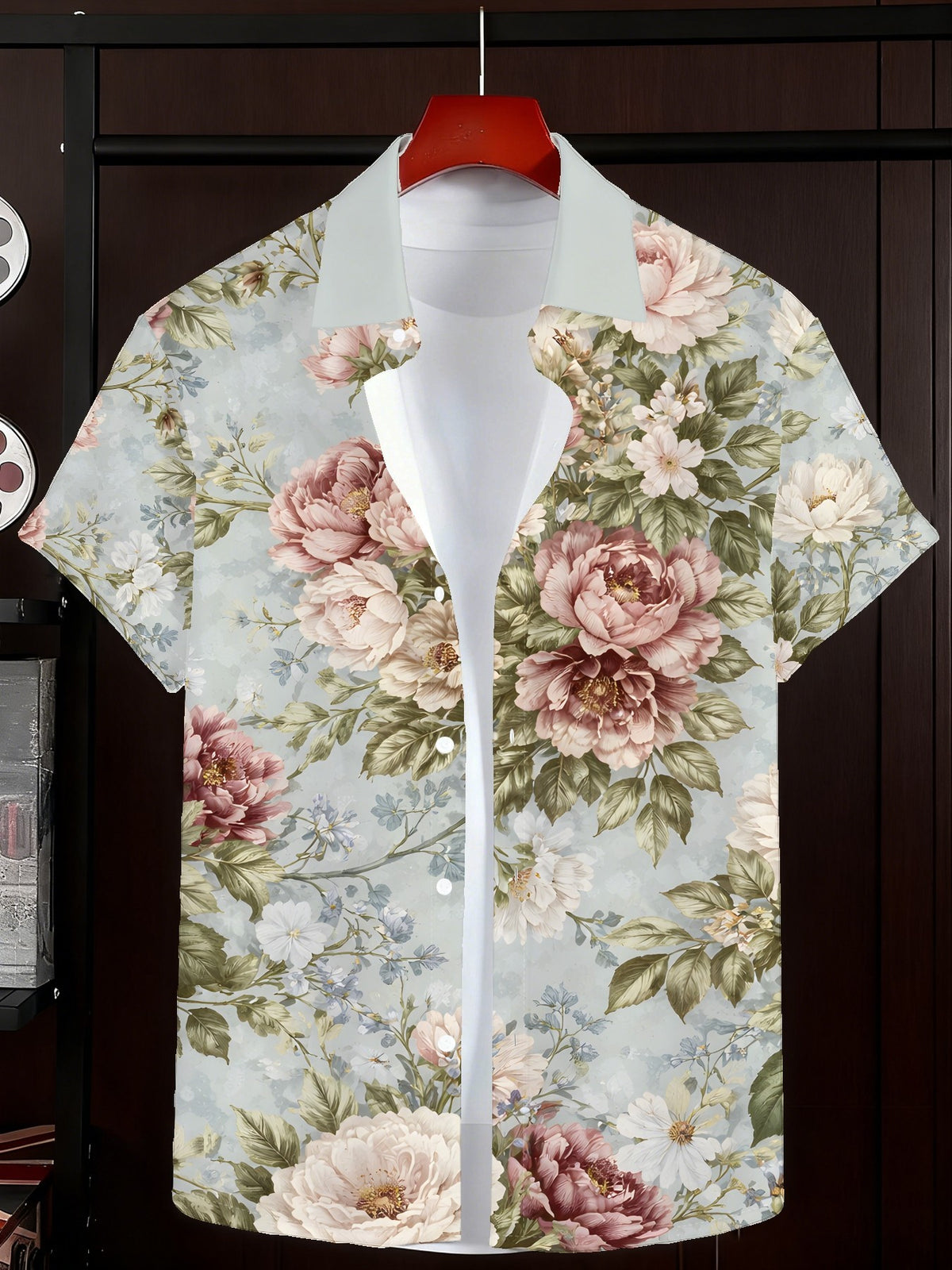 Men's Patterned Printed Short-Sleeve Casual Shirt Men's Everyday Casual Short-Sleeve Shirt