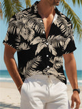 Tropical Print Men'S Casual Shirt Palm Leaf Pattern Summer Bold Design
