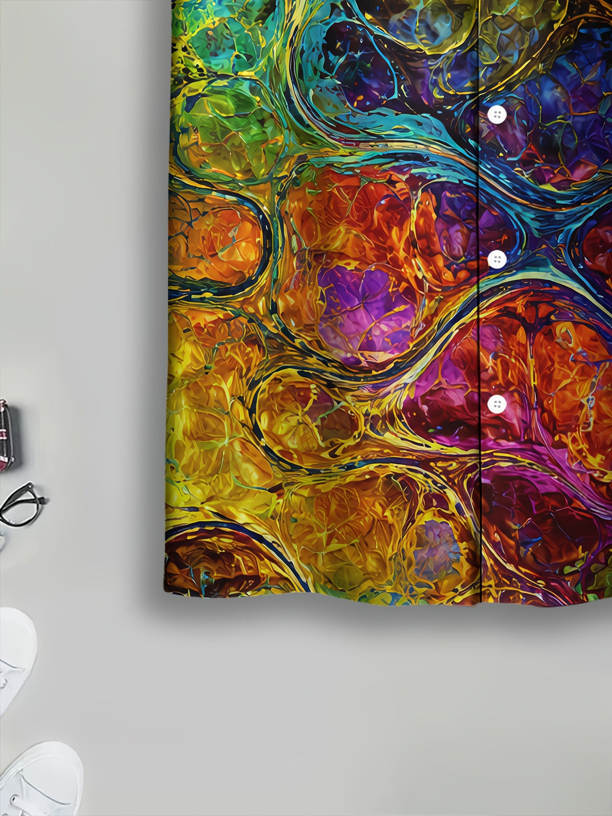 Colorful Abstract Art Men'S Casual Shirt, Vibrant Swirls And Patterns Print, Summer Bold Multicolor Design