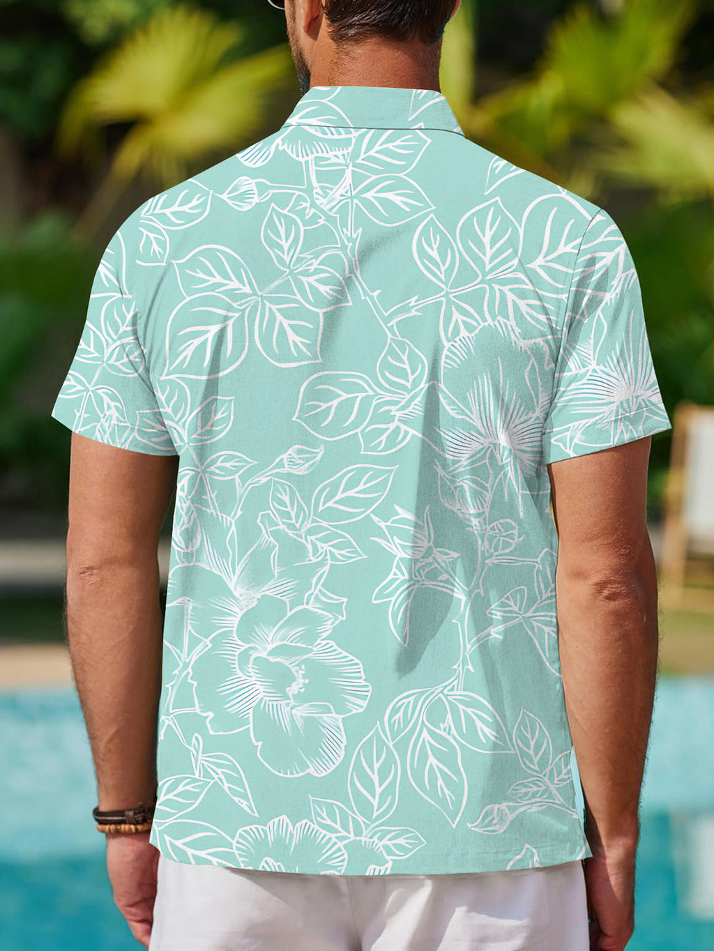 [Print Design - Not Texture] Casual Shirt Men'S Print Code Short Sleeve Shirt Light Green Background Floral Line Pattern Fashionable Grand Dopamine Party Top Clothing/Summer/Street/Print/Trendy/Men/Clothes