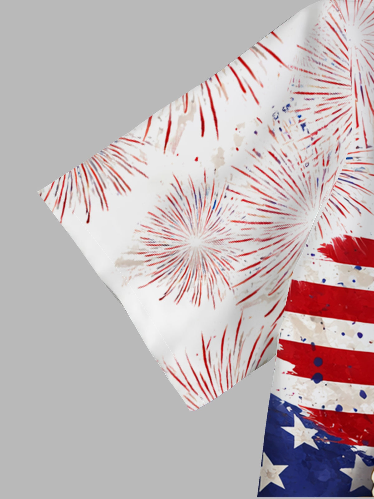 Men's Summer Digital Print Short Sleeve Shirt with American Flag Fireworks Pattern Casual Fashion Top